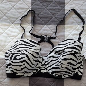 NWT Victoria's Secret Black and White Zebra Bra Bikini Top